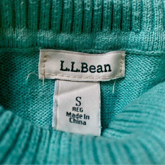 LL Bean Bright Blue Cotton & Cashmere Turtle Neck Long Sleeve Pullover Sweater S - Picture 7 of 11